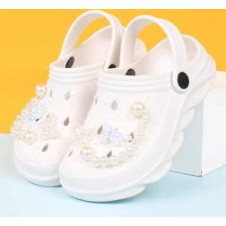 Shein Girls Solid Color EVA Slippers Breathable Slip-On Sandals - Flower Pearl