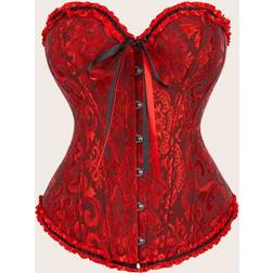 Shein Corset Flower Print Tight Bustier Lace-Up Back Shapewear Tube Top - Suitable