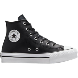 Converse Younger Kid's Chuck Taylor All Star Lift Platform Leather - Black/Natural Ivory/White