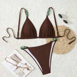Shein Plus Size Women 2pc Solid Color Swimsuit Set
