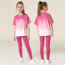 Shein Girls Clothing Matching Sets Cute Sweet Casual Short Sleeve T-Shirt Leggings - Cute