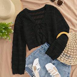 Shein Damen Urlaubs Strickjacke Mit Bindung Und Langarm - Herbst