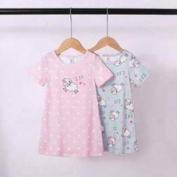 Shein Baby Girls Cute Cartoon Sheep Full Print Night Dress - Spring/Summer
