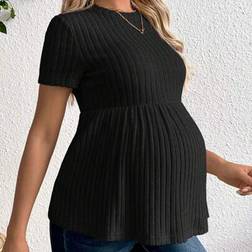Shein Maternity Solid Color Round Neck Short Sleeve