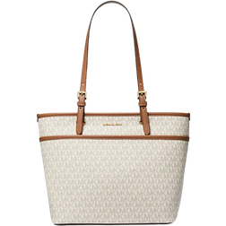 Michael Kors Winston Medium Signature Logo Pocket Tote Bag - Vanilla/Acorn