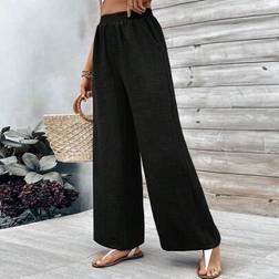 Shein Einfarbige Hosen Mit Weitem Bein Für Sommerurlaub