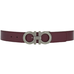 Ferragamo Reversible & Adjustable Double Gancini Belt - Dark Barolo/Black