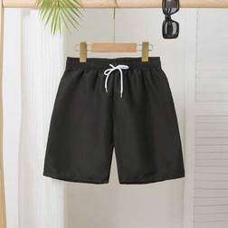 Shein Tween Boy Solid Color Drawstring Waist Swim Trunks