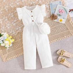 Shein Girls Spring Summer Cap Sleeves Jumpsuit Floral Decorated Bag
