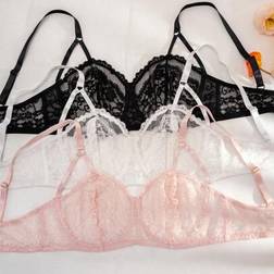 Shein Set Plus Size Thin Cup Lace Bralette - Comfortable