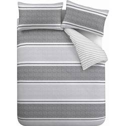 Catherine Lansfield Textured Banded Duvet Cover Grey (200x135cm)