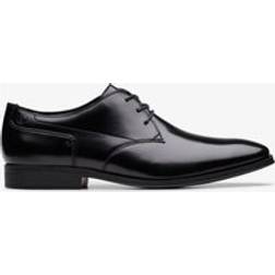 Clarks Paulton Lace Black Hi Shine Leather Shoes - Black