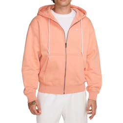 Nike Solo Swoosh Men's Full Zip Hoodie - Apricot Agate/White