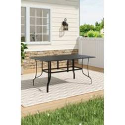Living and Home Garden Metal Slatted Coffee Table Black One Size