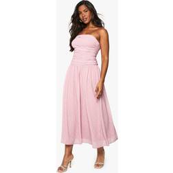 boohoo Polka Dot Bandeau Midaxi Dress - Pink