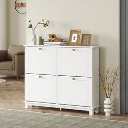 Homcom Narrow Shoe With 4 Flip Drawers Storage Cabinet