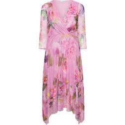 Yours Asymmetrische Midijurk Van Mesh Bloemenmotief - Pink