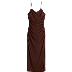 H&M Draped Strappy Dress - Dark Brown