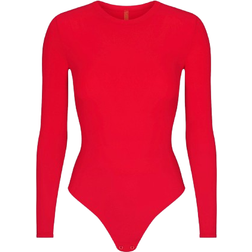 SKIMS Fits Everybody Long Sleeve Crew Neck Bodysuit - Cherry