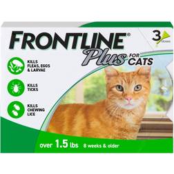 Frontline Plus Flea & Tick Spot Treatment for Cats Over 1.5lbs 3 Doses