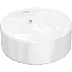 vidaXL Lavabo Blanc 40 x 14.5 cm Céramique Rond
