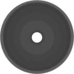 vidaXL Wastafel Rond 40 x 15 cm Keramiek Mat Donkergrijs
