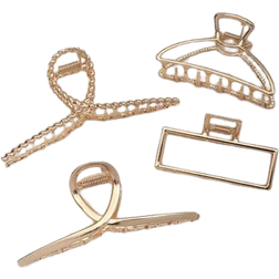 Shein 4pcs Simple Geometric Hollow Alloy Large Claw Clips, Vintage Style Hair Accessories Suitable For Women Daily Wear Hair Jaw Clip Hair Clamps Hair Clutc