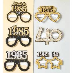 Shein 6Pcs Black Golden Birthday Paper Glasses