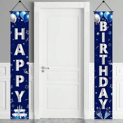 Shein Blue Silver Happy Birthday Door Hanging Decoration