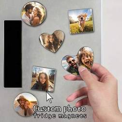 Shein Custom Metal Photo Refrigerator Sticker Round Square Heart Silver Self-adhesive Decoration