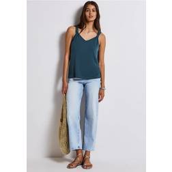 Street One Silk-Look Top Mit Knoten - Türkis