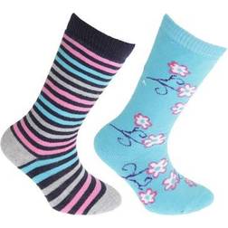 Floso Kid's Cotton Rich Welly Socks 2-pack - Blue Pink