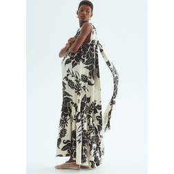H&M Creme Blomstret Mama Voluminøs Maxikjole Size S