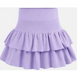 Shein Tween Girls Knit Solid Color Ruffle Layered Built-In Shorts - Y2K