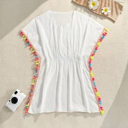 Shein Teen Girl Summer Vacation Beach Fashion Tassel Trim Cover Up Dress