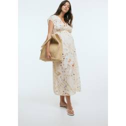 H&M Ljusbeige Blommig V-ringad Klänning XXL