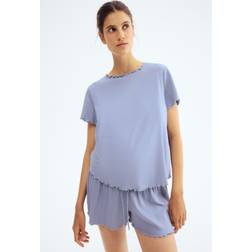 H&M Støvet Blå MAMA Ribbet Natsæt Size XS