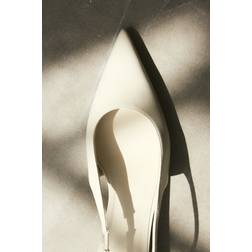 H&M Dame Slingbacks Med Kittenhæl Og Spids Snude - Lys Beige