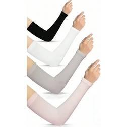 Shein Women Solid Tube Arm Sleeves - Black White Beige