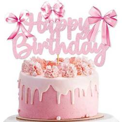 Shein Pink Bow Happy Birthday Topper Cake Decoration