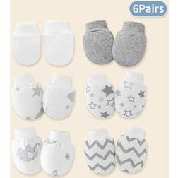 Shein Newborn Baby Cute Star Elephant Print Gloves - Soft