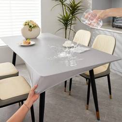 Shein Rectangular Elastic Waterproof Oil-Proof Tablecloth Grey