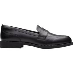 Clarks Tapa Edge Youth Leather Loafers - Black