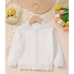 Shein Young Girl Thin Button Hollow Knit Cardigan Jacket