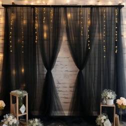 Shein Black Tulle Archway Fabric Curtain