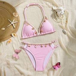 Shein Tween Girls Bikini Set Light Pink