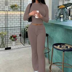 Shein Belly-Baring Long-Sleeved Slim-Fitting Lace-Up Pants