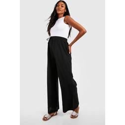 boohoo Womens Maternity Linen Look Drawstring Trousers Black