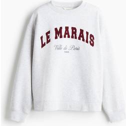H&M Le Marais Text-Motif Sweatshirt - Light Grey