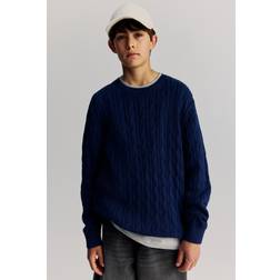H&M Cable-Knit Cotton Jumper - Navy Blue
